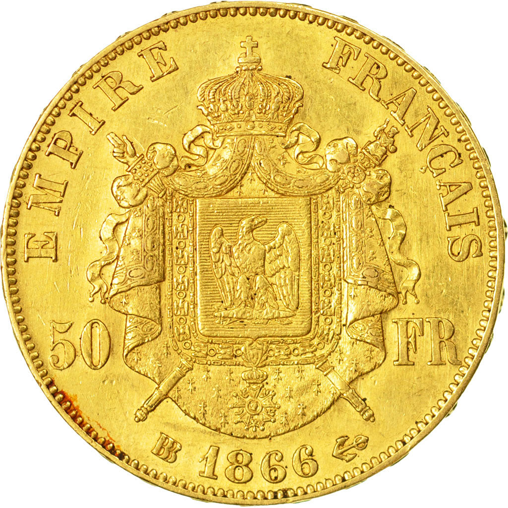 Coin, France, Napoleon III, Napoléon III, 50 Francs, 1866, Strasbourg