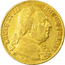 Monnaie, France, Louis XVIII, Louis XVIII, 20 Francs, 1814, Paris, TTB, Or