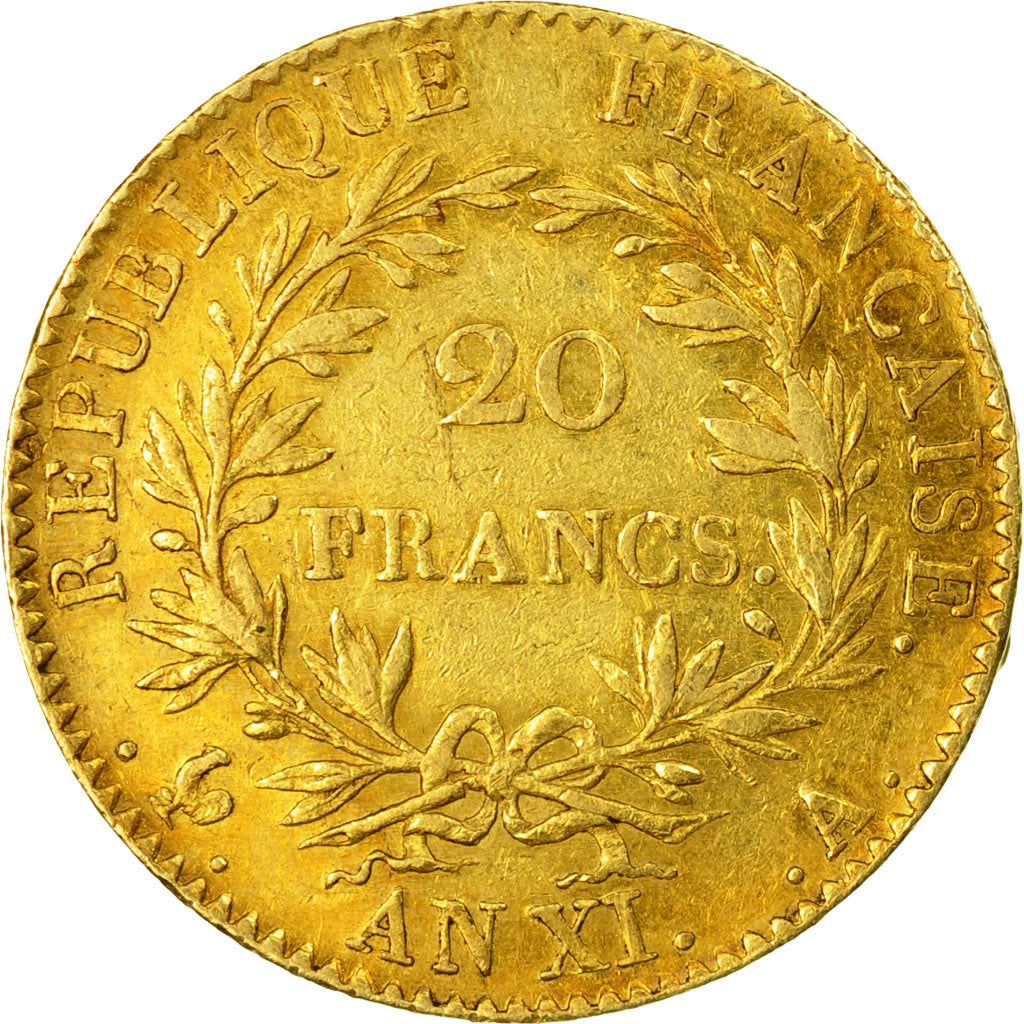 Moneta, Francia, Napoléon I, 20 Francs, An XI, Paris, BB, Oro, KM:651