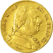 Coin, France, Louis XVIII, Louis XVIII, 20 Francs, 1814, Lille, EF(40-45), Gold