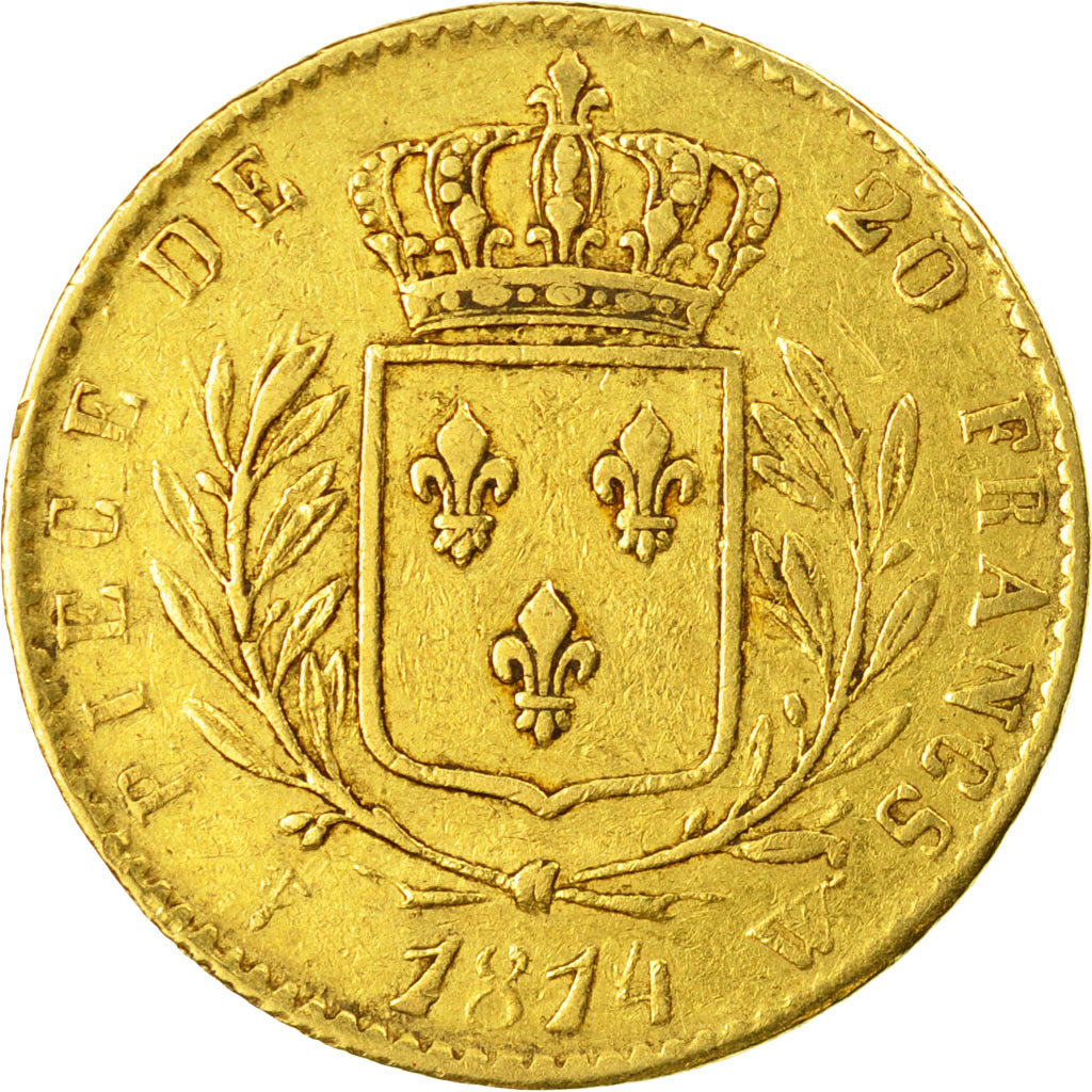 Coin, France, Louis XVIII, Louis XVIII, 20 Francs, 1814, Lille, EF(40-45), Gold