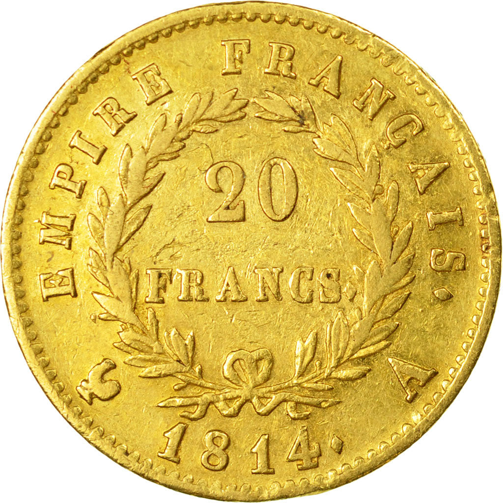 Munten, Frankrijk, Napoléon I, 20 Francs, 1814, Paris, ZF, Goud, KM:695.1