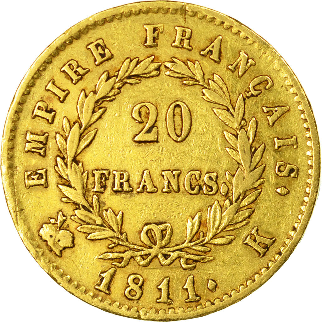 Monnaie, France, Napoléon I, 20 Francs, 1811, Bordeaux, TTB, Or, KM:695.4