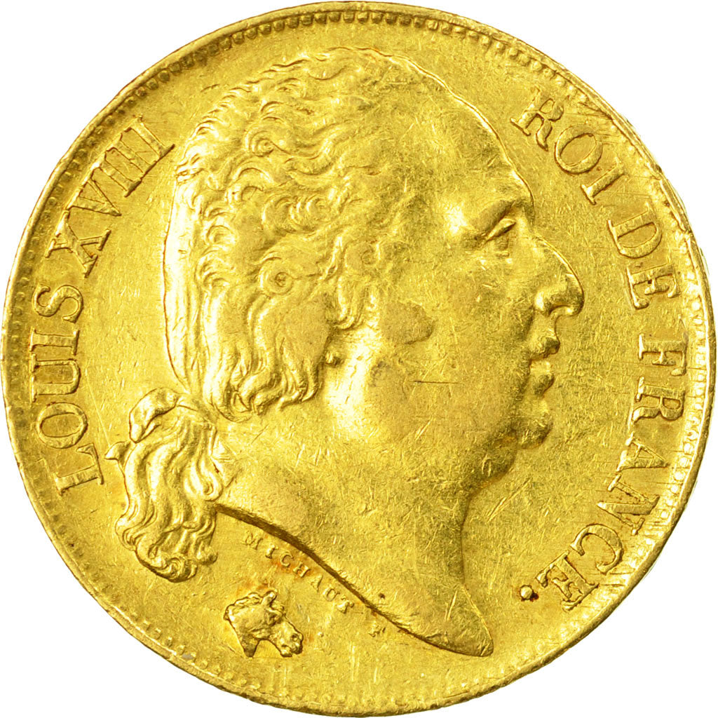 Coin, France, Louis XVIII, Louis XVIII, 20 Francs, 1824, Perpignan, EF(40-45)