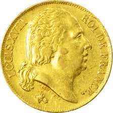 Coin, France, Louis XVIII, Louis XVIII, 20 Francs, 1824, Perpignan, EF(40-45)