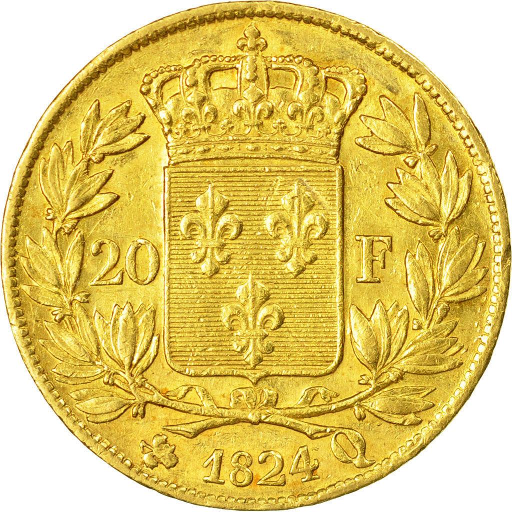 Coin, France, Louis XVIII, Louis XVIII, 20 Francs, 1824, Perpignan, EF(40-45)