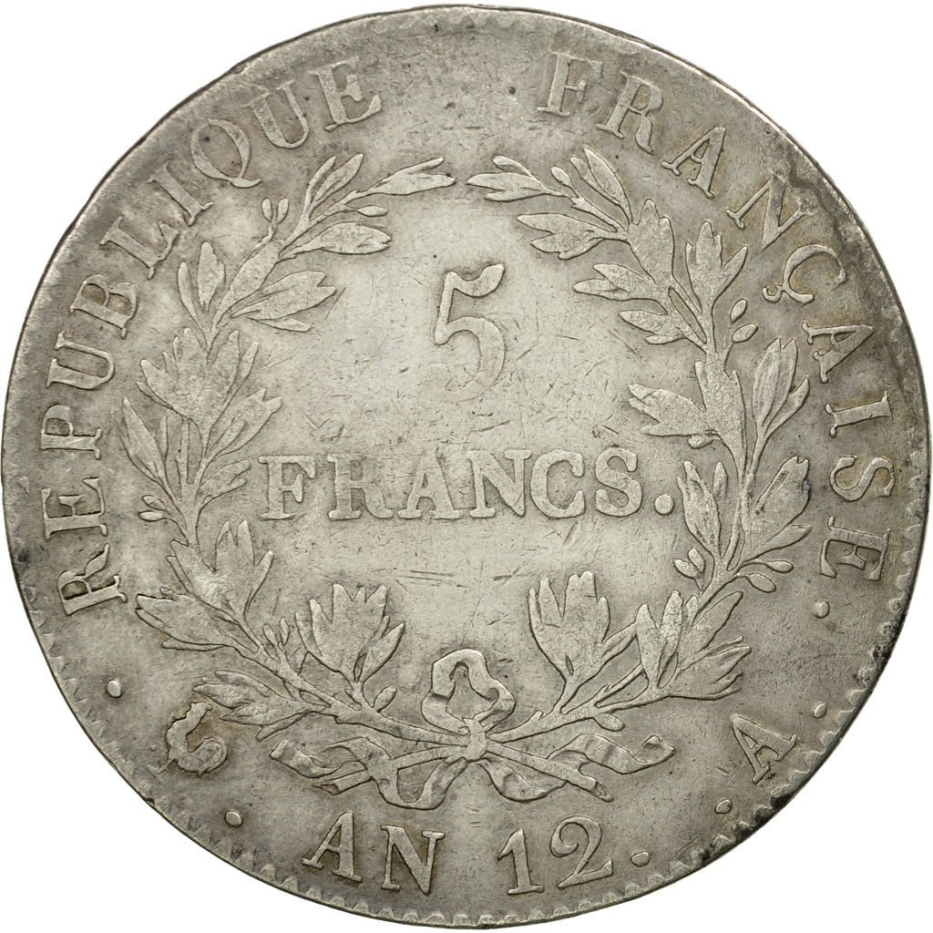 Coin, France, Napoléon I, 5 Francs, An 12 (1804), Paris, VF(30-35), Silver