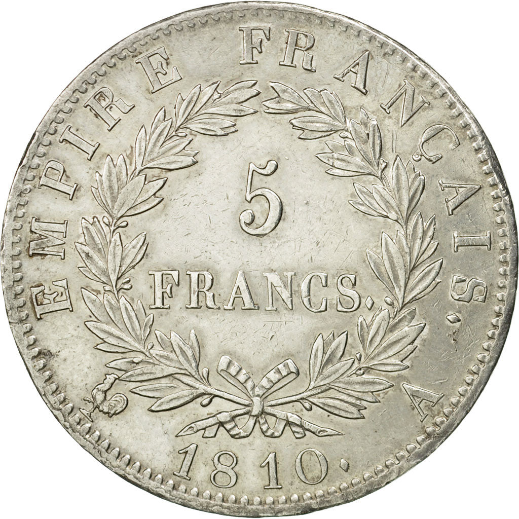 Münze, Frankreich, Napoléon I, 5 Francs, 1810, Paris, VZ, Silber, KM:694.1