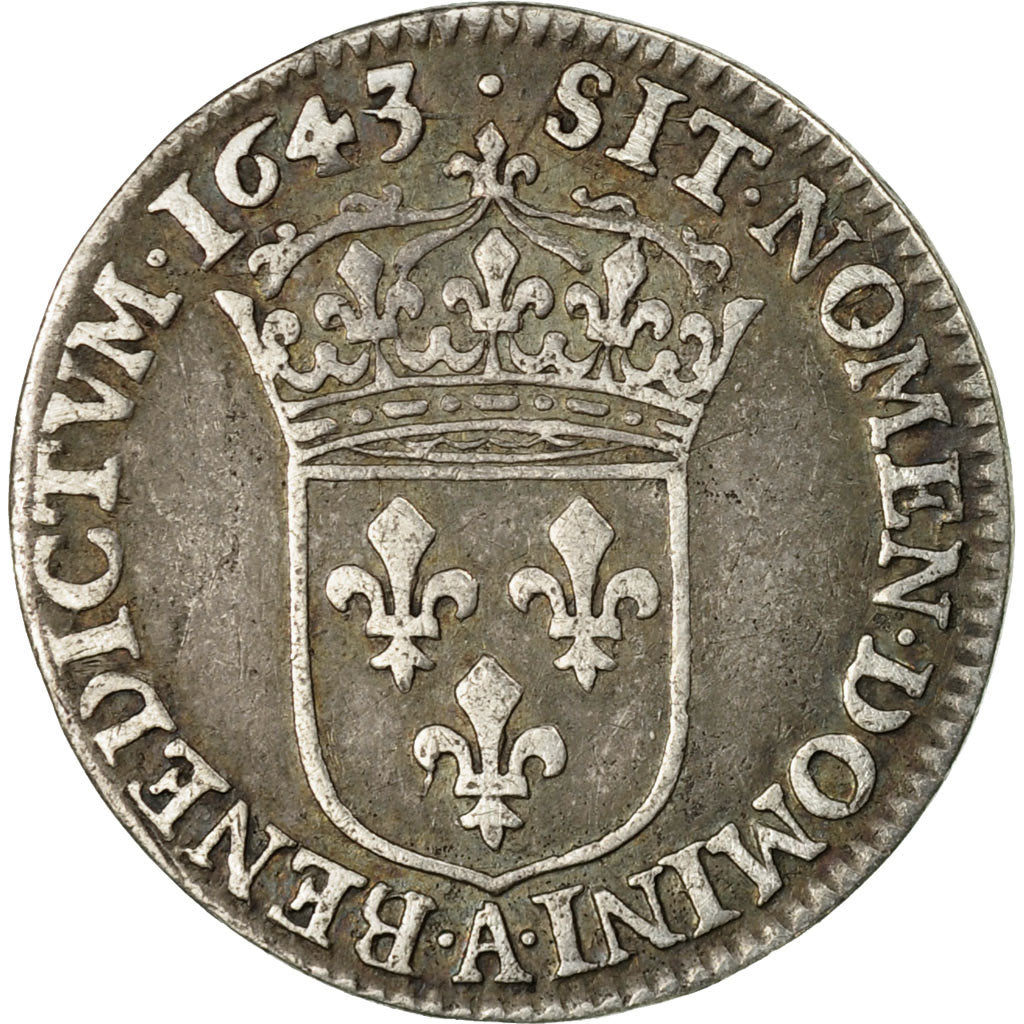 Coin, France, Louis XIII, 1/12 Écu, 1643, Paris, Point, KM:132.1