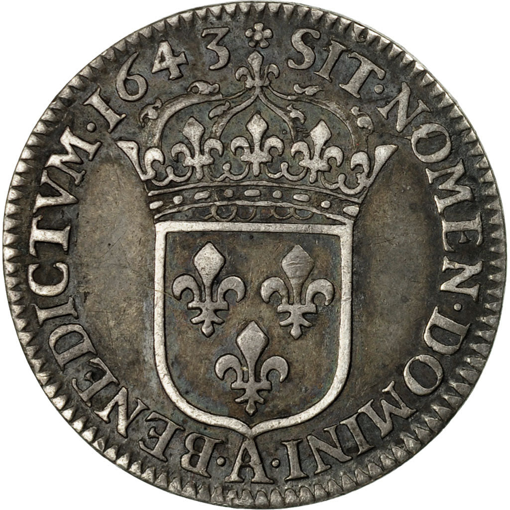 Coin, France, Louis XIII, 1/12 Écu, 1643, Paris, Rose, KM:132.1