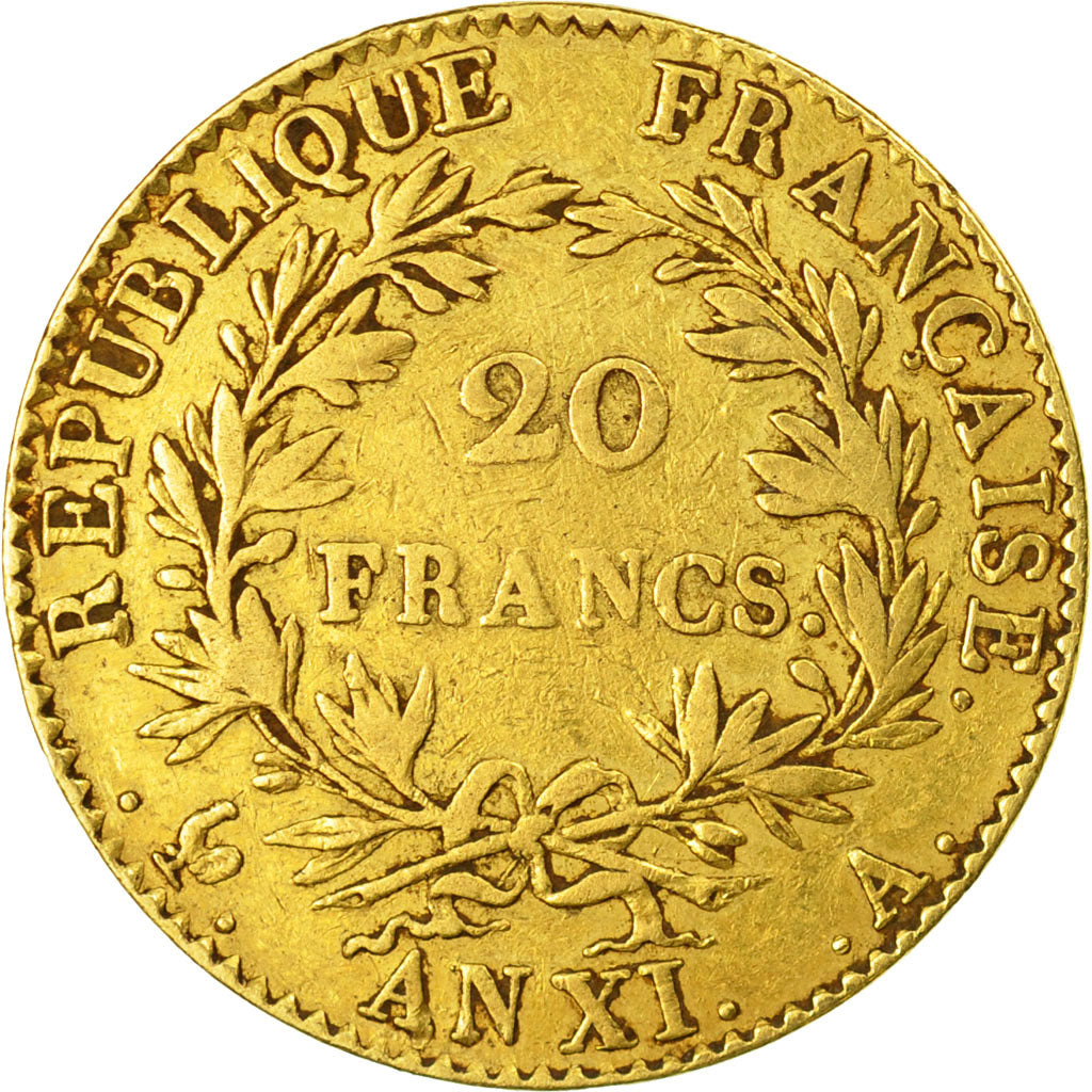 Moneta, Francia, Napoléon I, 20 Francs, An XI, Paris, BB, Oro, KM:651