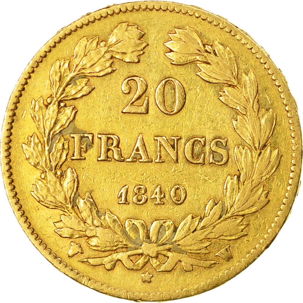 Moneta, Francia, Louis-Philippe, 20 Francs, 1840, Lille, BB, Oro, KM:750.5