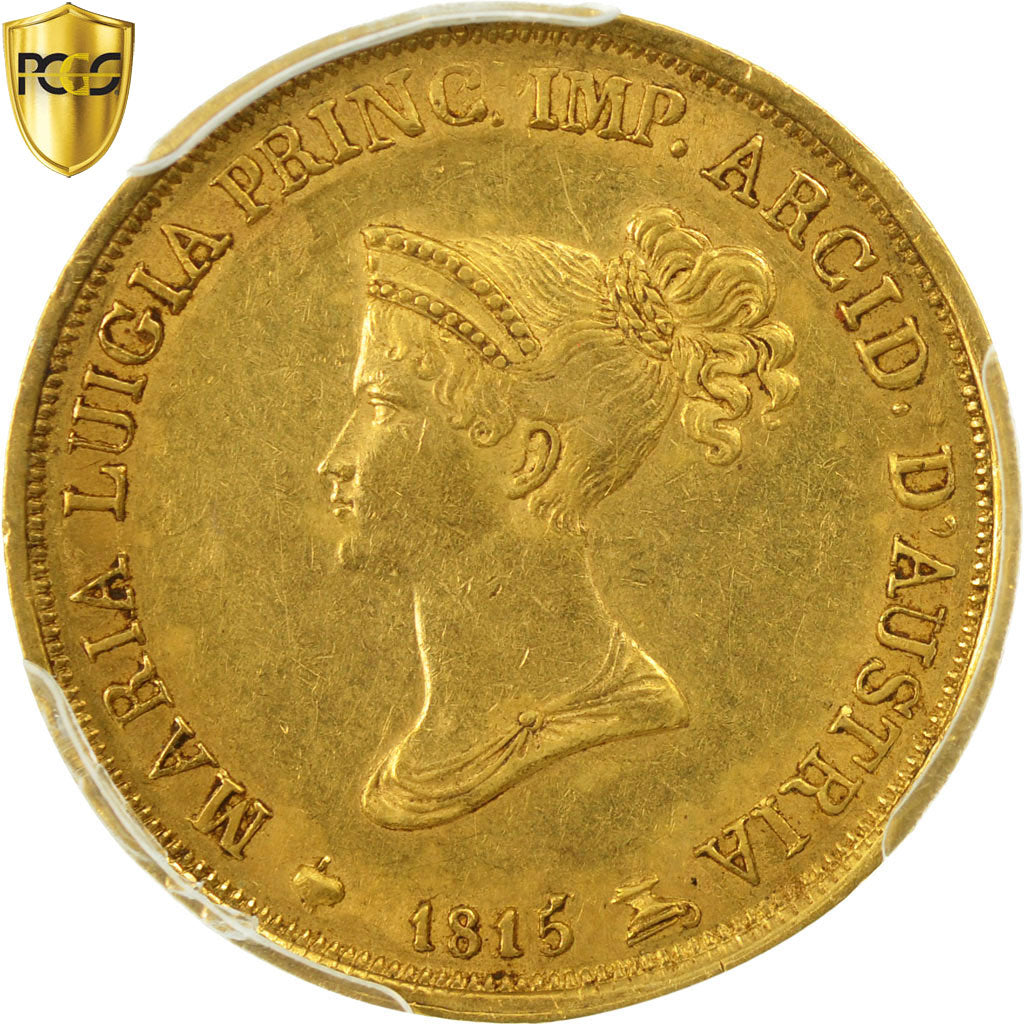 Moneta, STATI ITALIANI, PARMA, Maria Luigia, 20 Lire, 1815, PCGS, AU55, Oro
