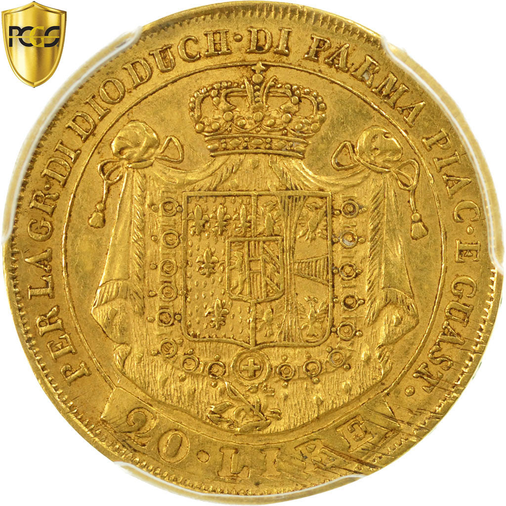 Moneta, STATI ITALIANI, PARMA, Maria Luigia, 20 Lire, 1815, PCGS, AU55, Oro