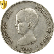 Moneda, España, Alfonso XIII, 5 Pesetas, 1888, Madrid, MS-M, PCGS, XF40, Plata