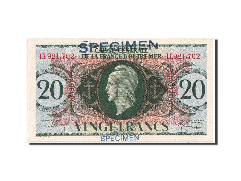 Banknote, Guadeloupe, 20 Francs, 1944, 2.2.1944, KM:28s, AU(55-58)
