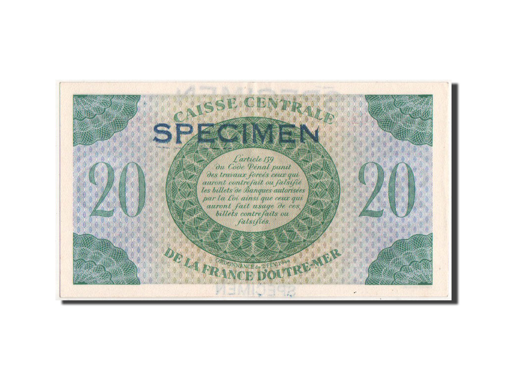 Banknote, Guadeloupe, 20 Francs, 1944, 2.2.1944, KM:28s, AU(55-58)