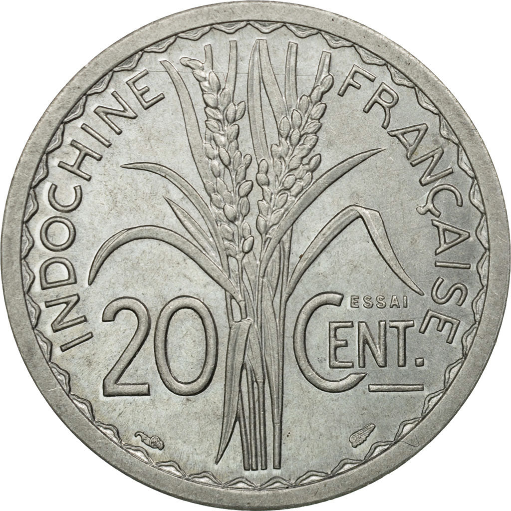 Coin, FRENCH INDO-CHINA, 20 Cents, 1945, Paris, ESSAI, MS(63), Aluminum, KM:E39
