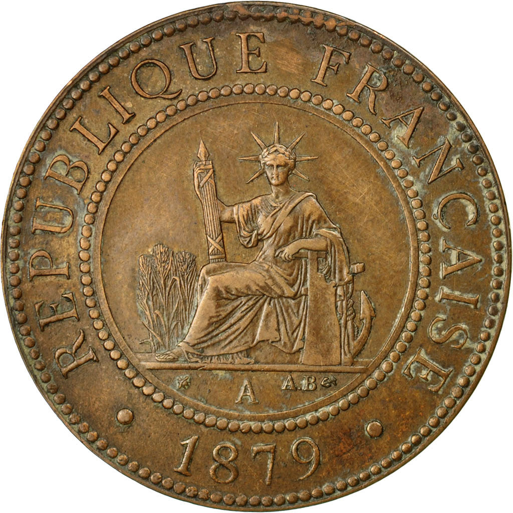 Coin, FRENCH COCHIN CHINA, Cent, 1879, Paris, EF(40-45), Bronze, KM:3