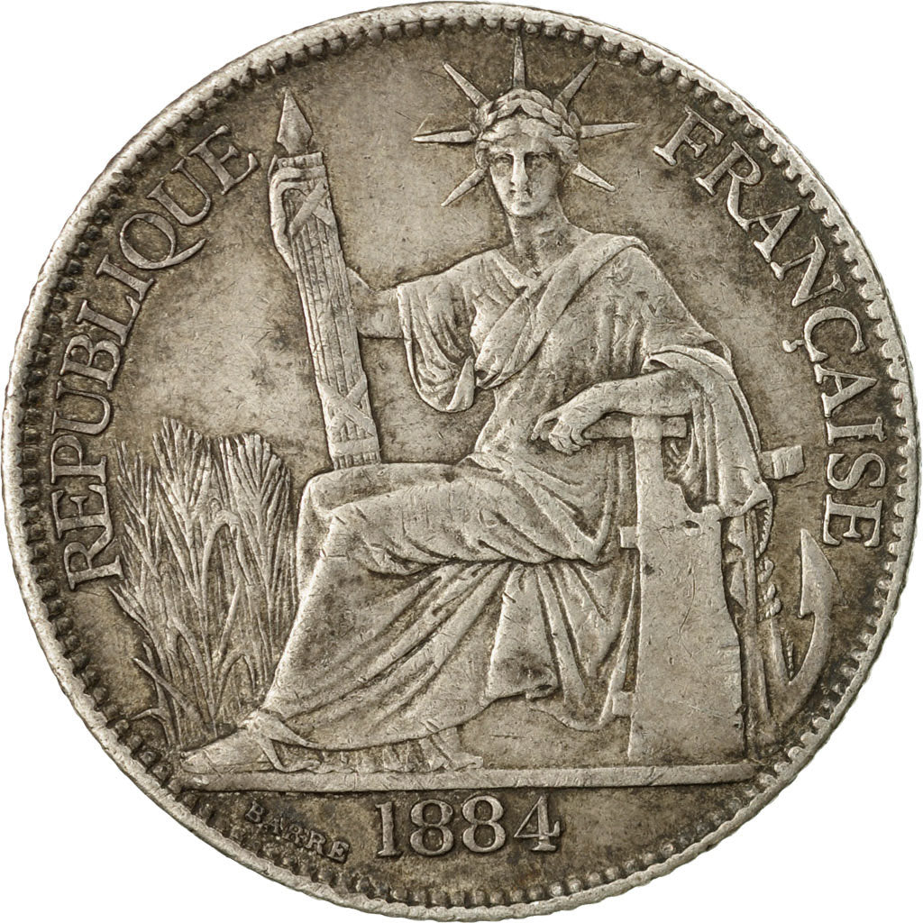 Coin, FRENCH COCHIN CHINA, 20 Cents, 1884, Paris, EF(40-45), Silver, KM:5