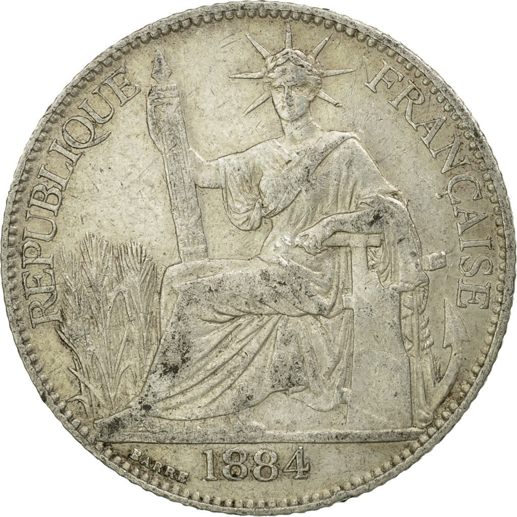 Coin, FRENCH COCHIN CHINA, 20 Cents, 1884, Paris, EF(40-45), Silver, KM:5