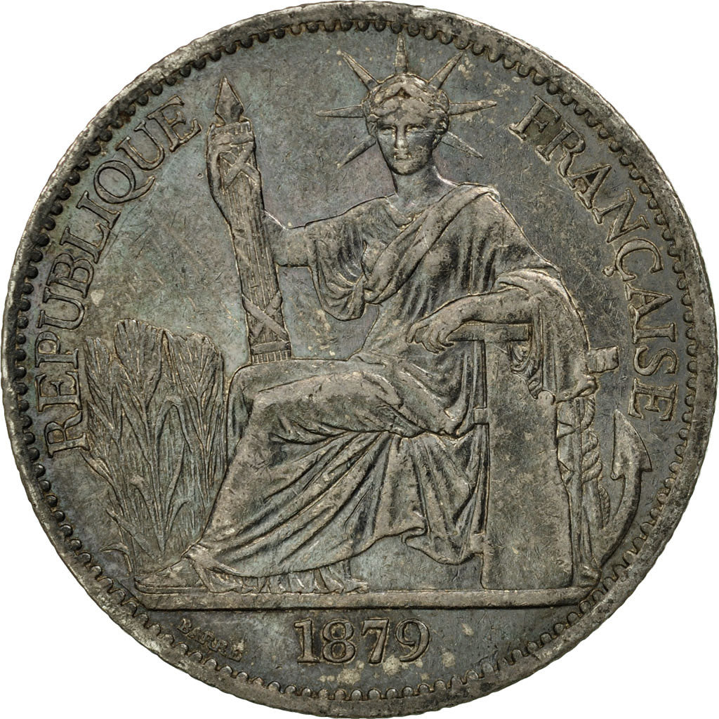 Coin, FRENCH COCHIN CHINA, 50 Cents, 1879, Paris, EF(40-45), Silver, KM:6