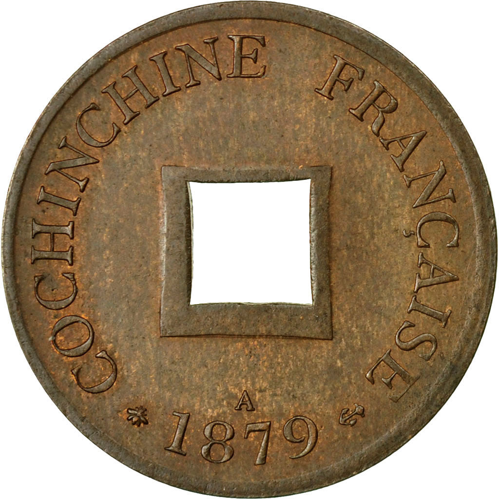 Munten, FRANS COCHIN CHINA, 2 Sapeque, 1879, Paris, ZF+, Bronze, KM:2