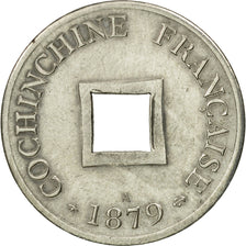 Coin, FRENCH COCHIN CHINA, 2 Sapeque, 1879, Paris, Plaqué, AU(50-53), Bronze