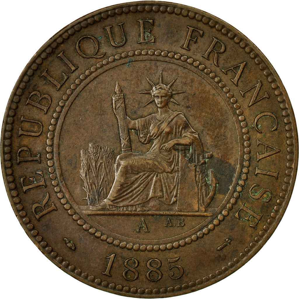 Coin, FRENCH INDO-CHINA, Cent, 1885, Paris, EF(40-45), Bronze, KM:1, Lecompte:37