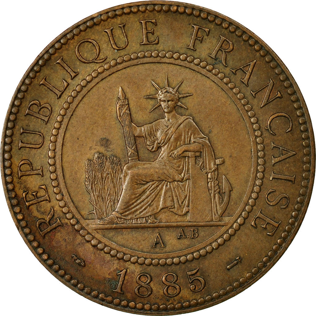Coin, FRENCH INDO-CHINA, Cent, 1885, Paris, EF(40-45), Bronze, KM:1, Lecompte:37