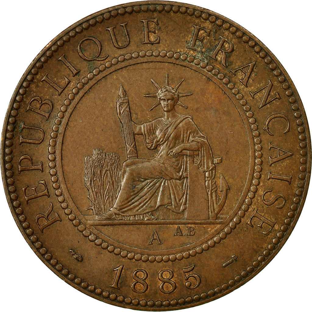 Coin, FRENCH INDO-CHINA, Cent, 1885, Paris, AU(50-53), Bronze, KM:1, Lecompte:37