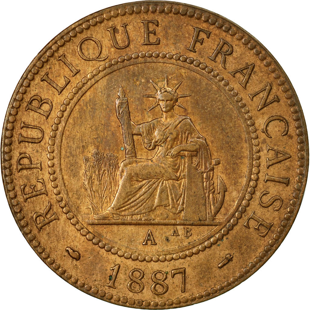 Coin, FRENCH INDO-CHINA, Cent, 1887, Paris, AU(55-58), Bronze, KM:1, Lecompte:39
