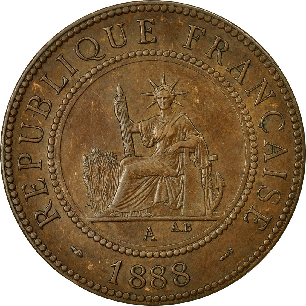 Coin, FRENCH INDO-CHINA, Cent, 1888, Paris, EF(40-45), Bronze, KM:1, Lecompte:40