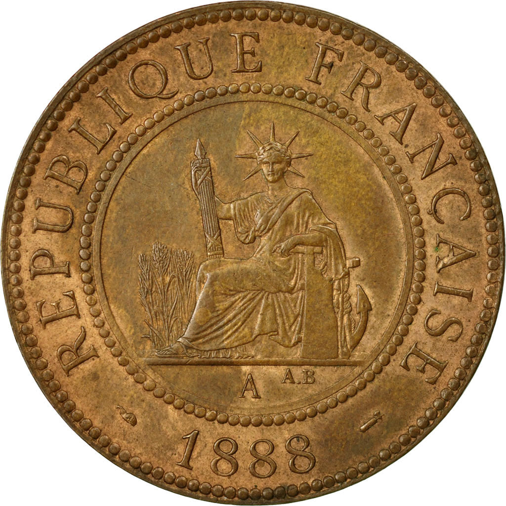 Coin, FRENCH INDO-CHINA, Cent, 1888, Paris, AU(50-53), Bronze, KM:1, Lecompte:40