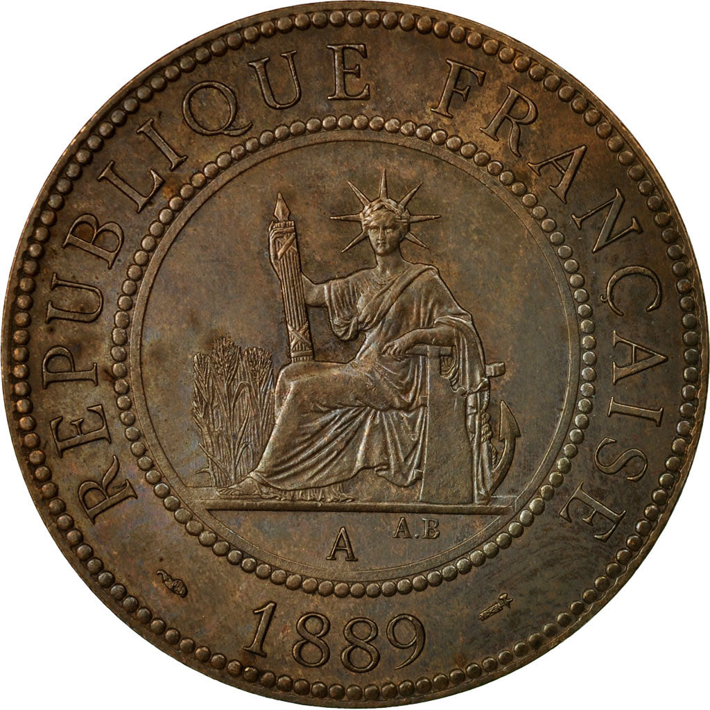 Coin, FRENCH INDO-CHINA, Cent, 1889, Paris, AU(50-53), Bronze, KM:1, Lecompte:41
