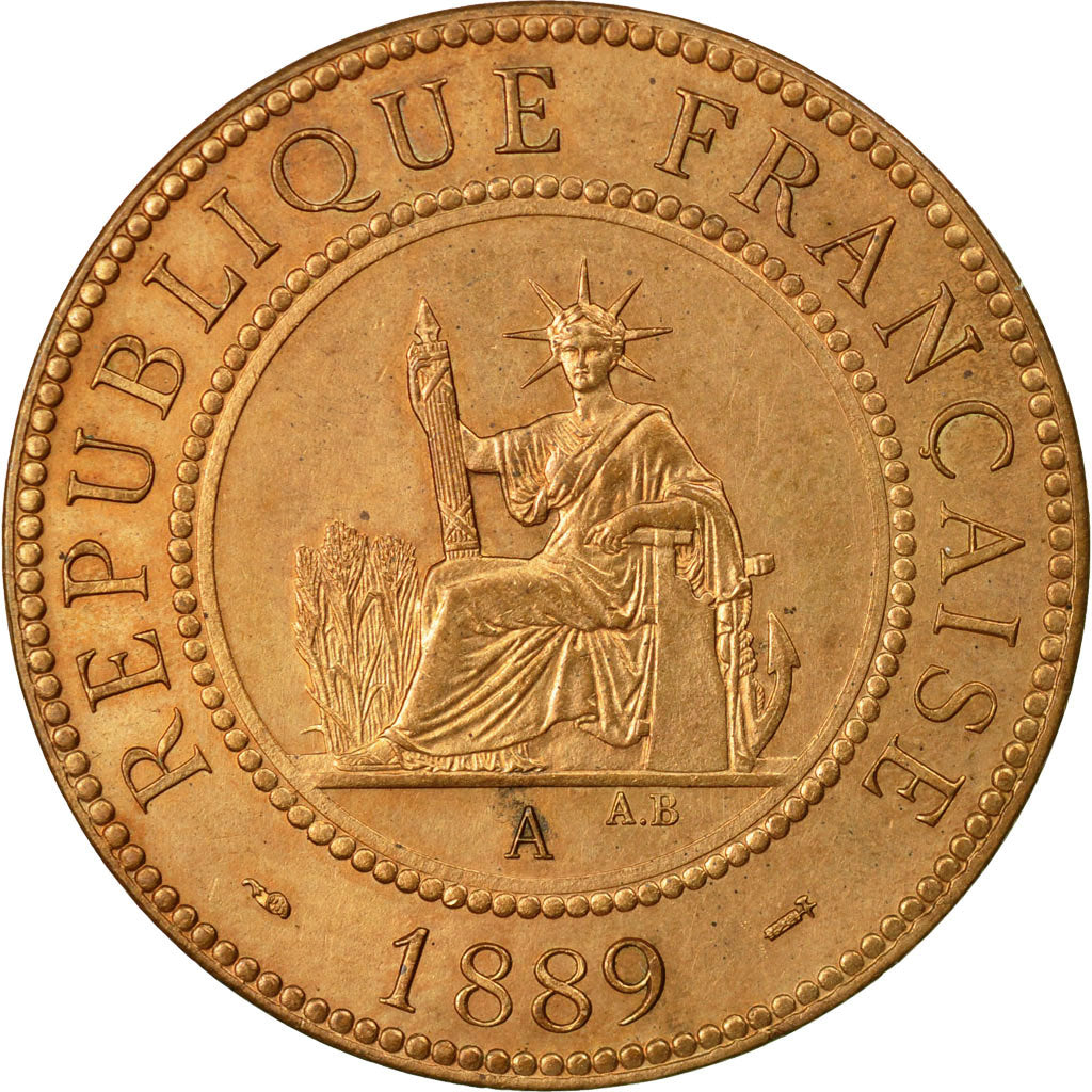 Münze, FRENCH INDO-CHINA, Cent, 1889, Paris, VZ, Bronze, KM:1, Lecompte:41