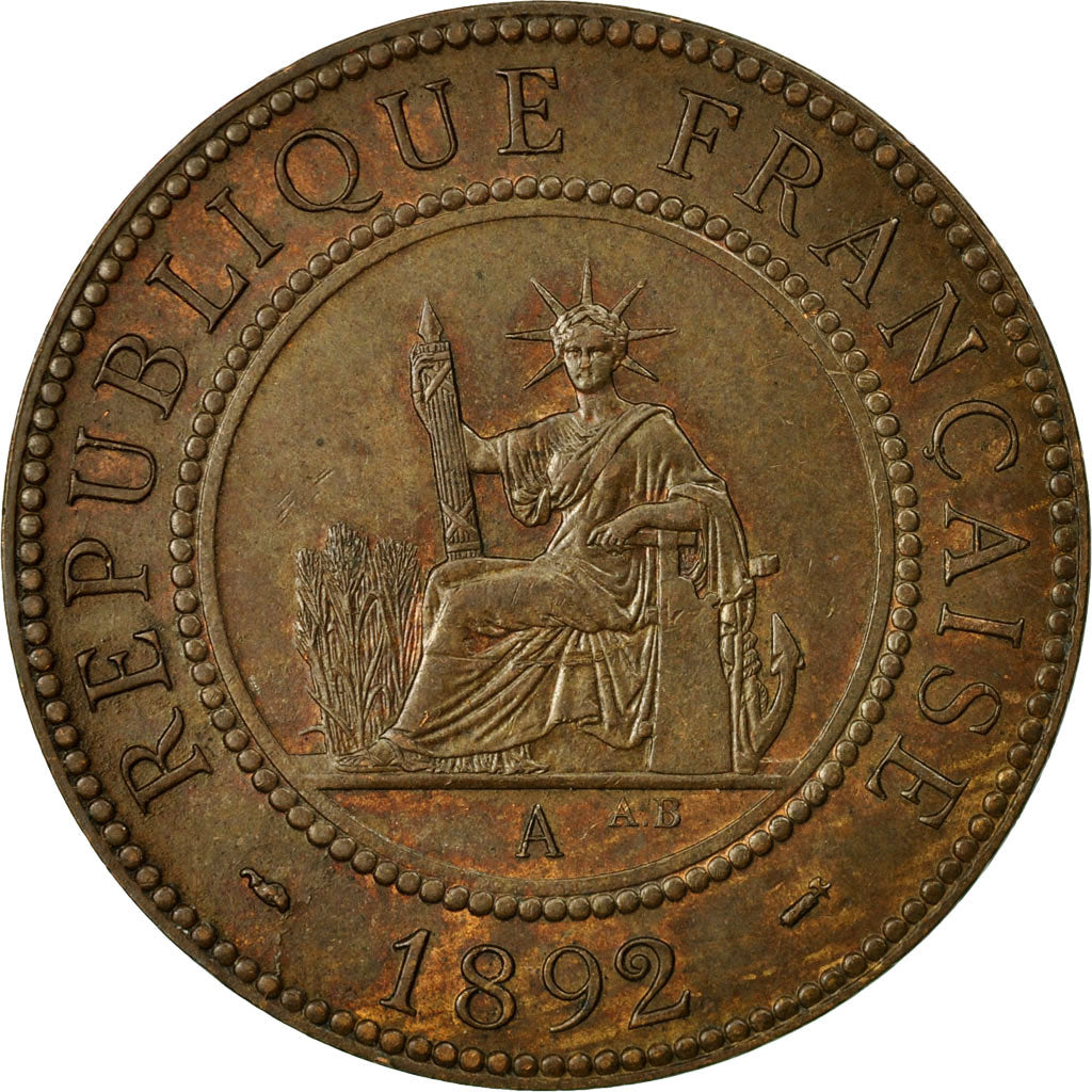 Coin, FRENCH INDO-CHINA, Cent, 1892, Paris, AU(50-53), Bronze, KM:1, Lecompte:43