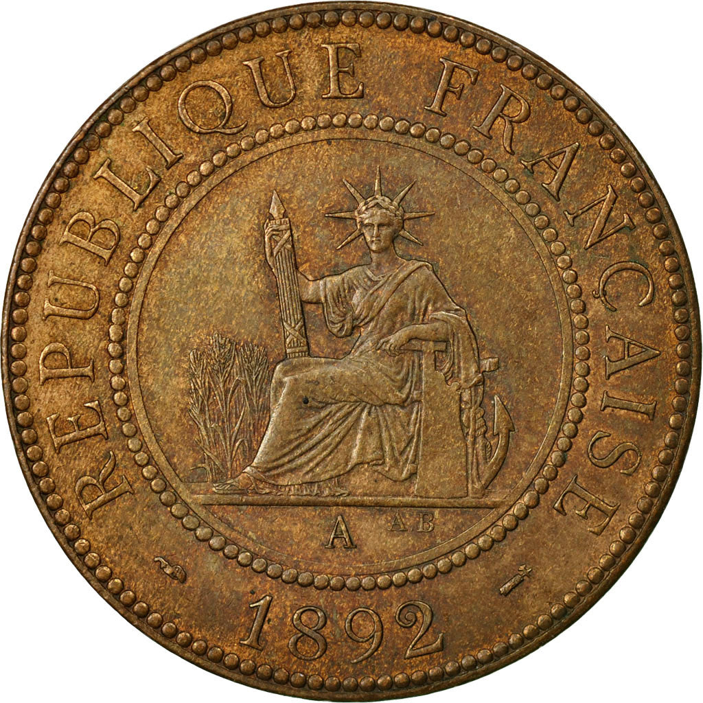 Coin, FRENCH INDO-CHINA, Cent, 1892, Paris, AU(50-53), Bronze, KM:1, Lecompte:43