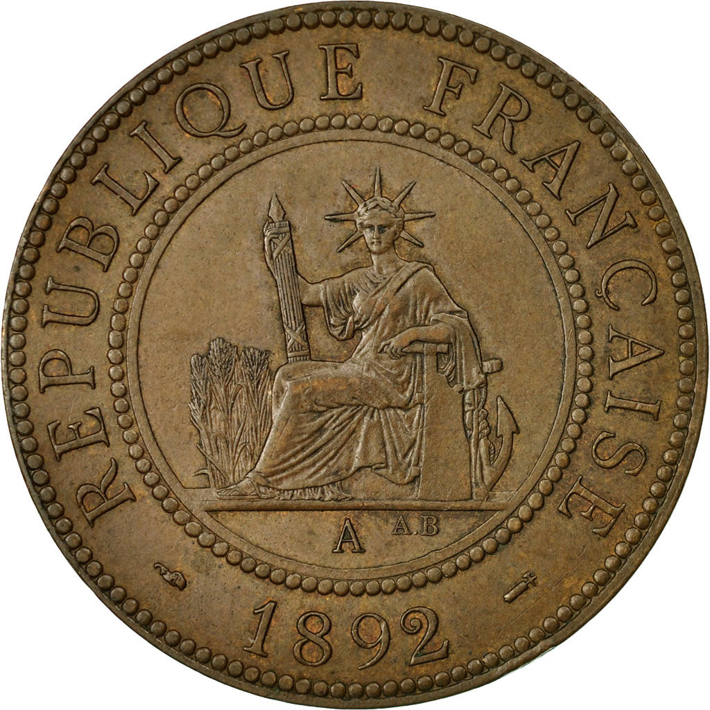 Coin, FRENCH INDO-CHINA, Cent, 1892, Paris, AU(50-53), Bronze, KM:1, Lecompte:43