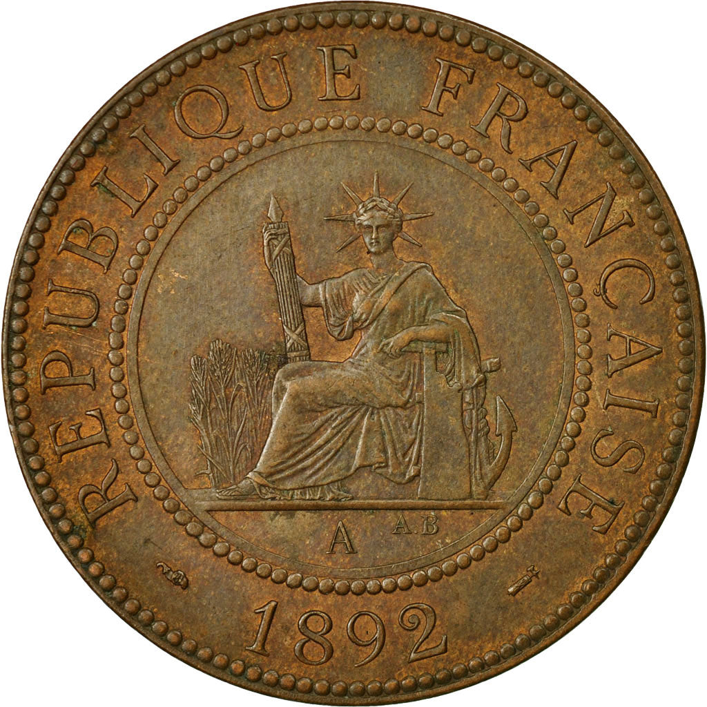 Coin, FRENCH INDO-CHINA, Cent, 1892, Paris, EF(40-45), Bronze, KM:1, Lecompte:43