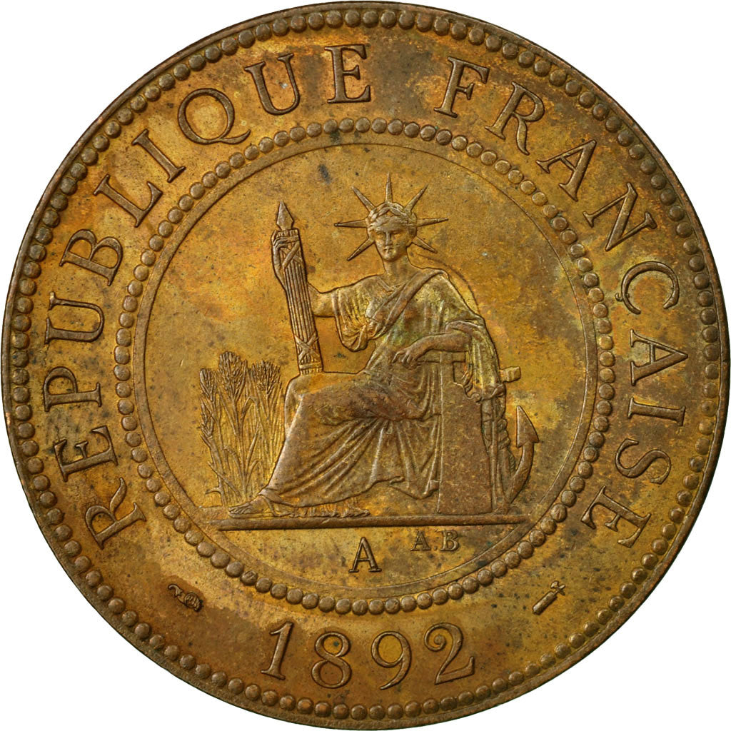 Coin, FRENCH INDO-CHINA, Cent, 1892, Paris, EF(40-45), Bronze, KM:1, Lecompte:43