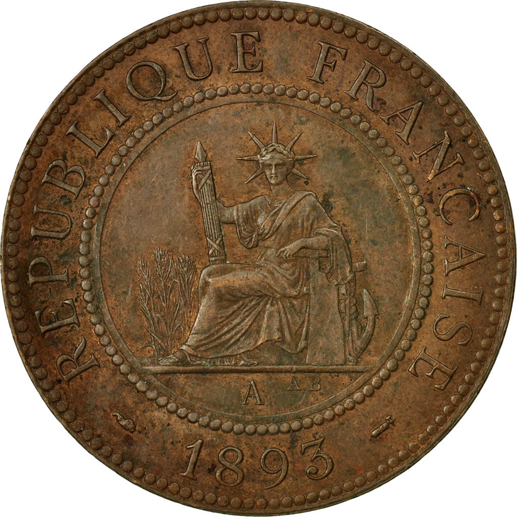 Coin, FRENCH INDO-CHINA, Cent, 1893, Paris, EF(40-45), Bronze, KM:1, Lecompte:44