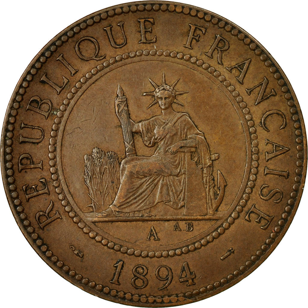 Coin, FRENCH INDO-CHINA, Cent, 1894, Paris, EF(40-45), Bronze, KM:1, Lecompte:45