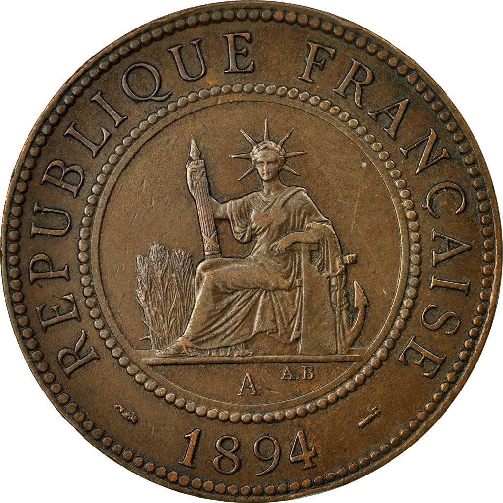 Coin, FRENCH INDO-CHINA, Cent, 1894, Paris, EF(40-45), Bronze, KM:1, Lecompte:45