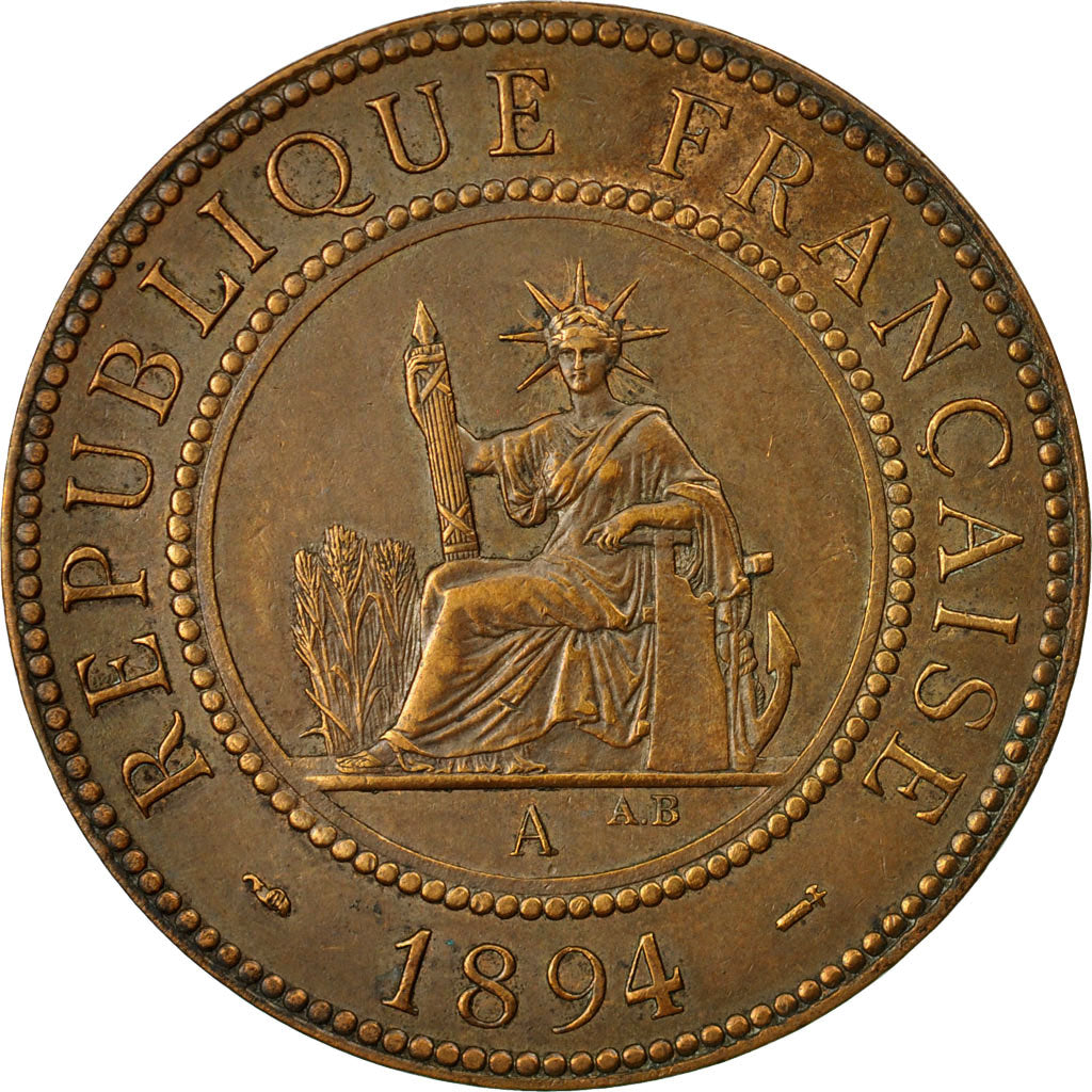 Coin, FRENCH INDO-CHINA, Cent, 1894, Paris, AU(50-53), Bronze, KM:1, Lecompte:45