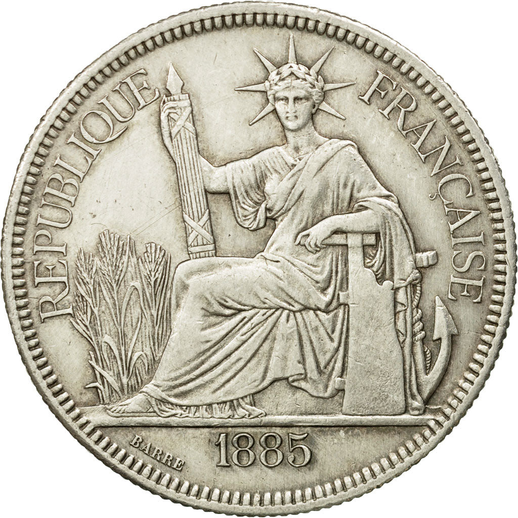Coin, FRENCH INDO-CHINA, Piastre, 1885, Paris, EF(40-45), Silver, KM:5