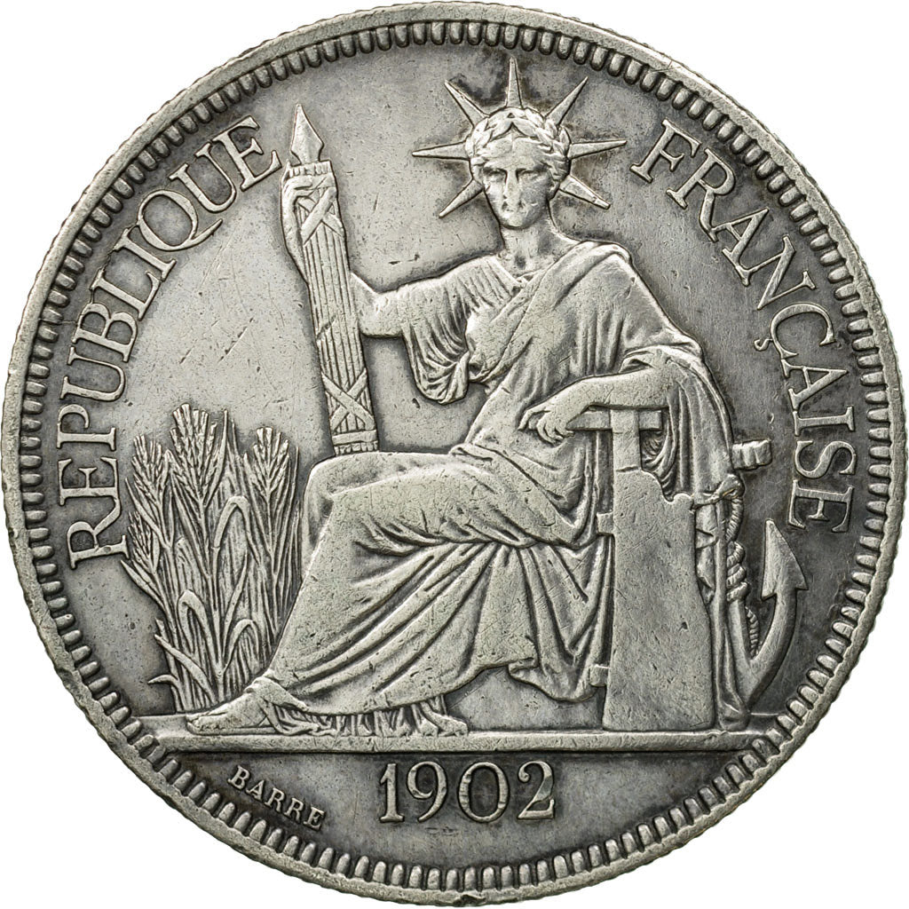Coin, FRENCH INDO-CHINA, Piastre, 1902, Paris, EF(40-45), Silver, KM:5a.1