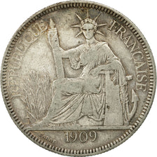 Monnaie, FRENCH INDO-CHINA, Piastre, 1909, Paris, TB+, Argent, KM:5a.1