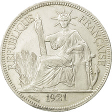 Coin, FRENCH INDO-CHINA, Piastre, 1921, Heaton, Birmingham, EF(40-45), Silver