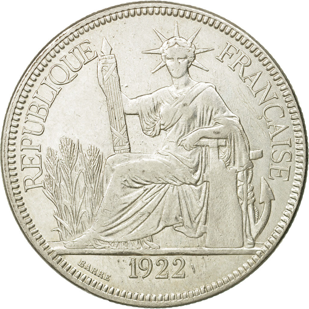 Coin, FRENCH INDO-CHINA, Piastre, 1922, San Francisco, EF(40-45), Silver